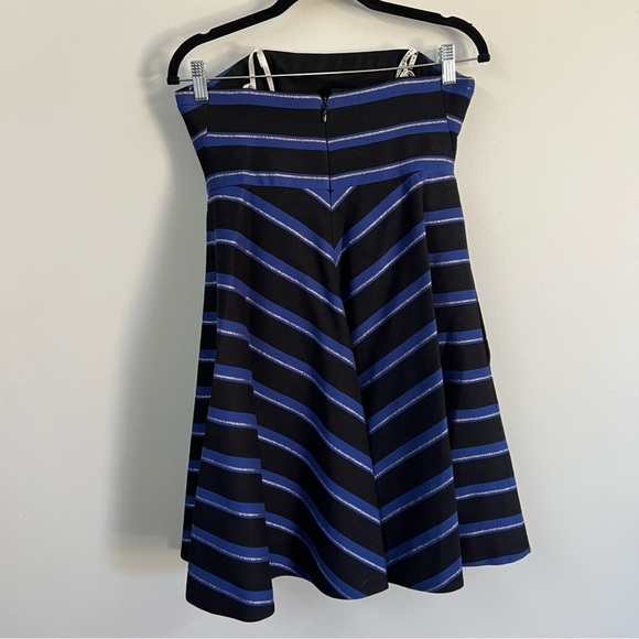 *NEW* Halston Heritage Strapless Metallic Stripe Fit Flare Dress - Picture 7 of 11